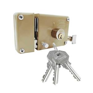 Cerradura sobreponer izquierda beige clasica caja Phillips