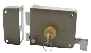 Cerradura Sobreponer Izquierda Gris Clasica Caja Dexter