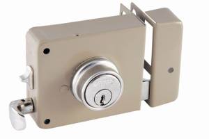 [170NBD / 43574] Cerradura sobreponer derecha beige clasica caja Fanal