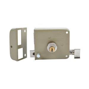 Cerradura sobreponer izquierda beige clasica caja Phillips