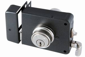 Cerradura sobreponer izquierda negra clasica caja Fanal