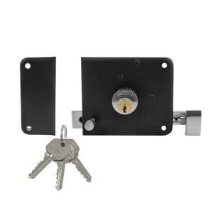 Cerradura sobreponer izquierda negra clasica caja Fanal
