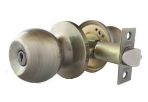 Cerradura tubular llave boton laton brillante Barza Dexter