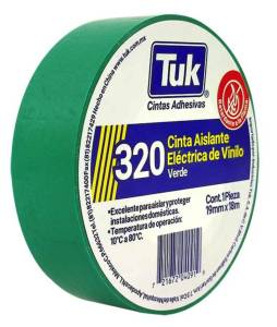 Cinta de aislar 19mm x 09mts verde 320 Tuk
