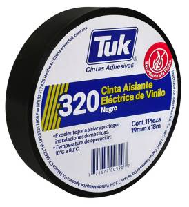 [345008 / 12500] Cinta de aislar 19mm x 18mts negra 320 Tuk