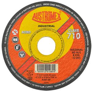 Disco Corte De Acero Inoxidable 4-1/2" X 1 Mm X 7/8" Industrial 710 Austromex