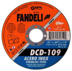 Disco corte de acero inoxidable 4-1/2" x 1.2 mm x 7/8" ECO DCD 109 Fandeli