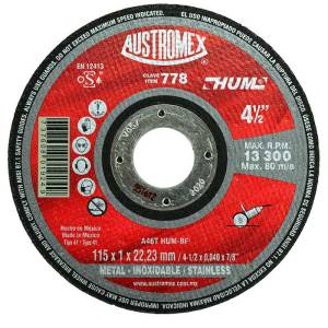 Disco corte metal 4-1/2" x 1 mm x 7/8" Hum 778 Austromex
