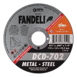 Disco corte metal 4-1/2" x 1 x 7/8" HP DCD 702 Fandeli