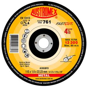 Disco Corte Metal 4-1/2" X 1/16" X 7/8" Fast Cut 761 Austromex