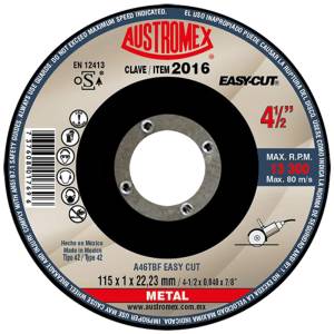 Disco corte metal 4-1/2" x 7/8" easy cut 2016 Austromex