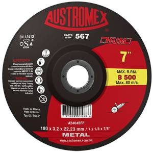 [567] Disco corte metal 7" x 1/8" x 7/8" hum 567 Austromex