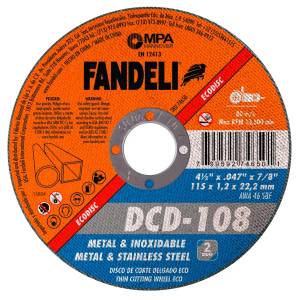 Disco Corte Metal Y Acero Inoxidable 4-1/2" X 1.2 Mm X 7/8" Eco Dcd-108 Fandeli