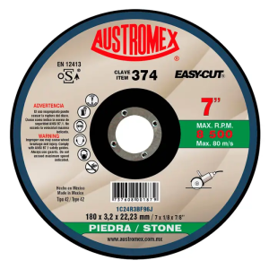 Disco corte piedra 7" x 1/8" x 7/8" easy cut 374 Austromex