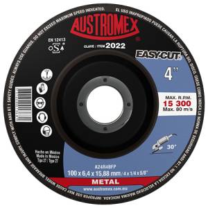 Disco desbaste metal 4" x 1/4" x 5/8" Easy cut 2022 Austromex