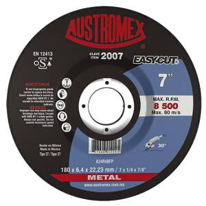[193342ZN] Disco desbaste metal 7" x 1/4" x 7/8" easy cut 2007 Austromex