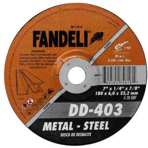 Disco desbaste metal 7" x 1/4" x 7/8" eco dd 403 Fandeli