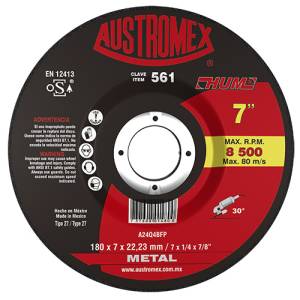 [561_1] Disco desbaste metal 7" x 1/4" x 7/8" hum 561 Austromex