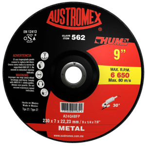[196415ZN] Disco Desbaste Metal 9" X 1/4" X 7/8" Hum 562 Austromex