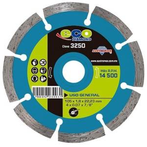 Disco Diamante 4" X 1.8 Mm X 7/8" Segmentado Uso General Eco 3250 Austromex