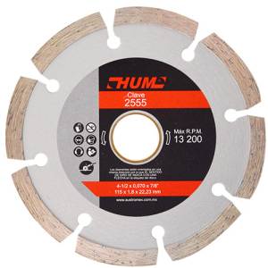 Disco Diamante 4-1/2" X 1.8 Mm X 7/8" Segmentado Uso General Hum 2555 Austromex