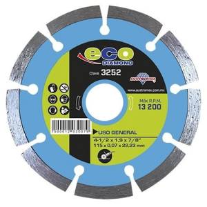 [3252] Disco diamante 4-1/2" x 1.9 mm x 7/8 segmentado uso general eco 3252 Austromex