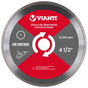 Disco diamante 4-1/2" x 7/8" rin continuo Vianti