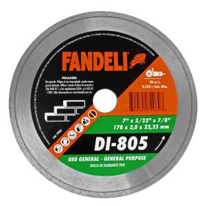 Disco diamante 7" x 2.0 mm x 7/8" rin continuo pro DI-805 Fandeli