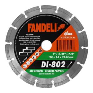 Disco diamante 7" x 2.0 mm x 7/8" rin segmentado pro DI-802 Fandeli