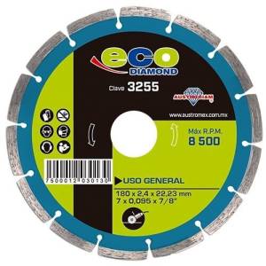 [3255] Disco Diamante 7" X 2.4 Mm X 7/8" Segmentado Uso General Eco 3255 Austromex