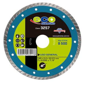 [3257] Disco Diamante 7" X 2.4 Mm X 7/8" Turbo Uso General Eco 3257 Austromex
