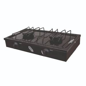[286075ZN] Parrilla De Gas 2 Quemadores Cubierta Porcelanizada Negra Iusa