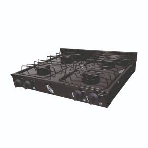 Parrilla de gas 4 quemadora cubierta porcelanizada negra Iusa