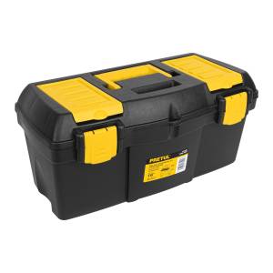 Caja para herramientas plastica 19" negro/amarillo con compartimiento Pretul