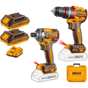 [UCKLI20277] Combo Rotomartillo 1/2" Atornillador Impacto 285N 2 Baterias/Cargador Bl Ingco