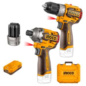 Combo taladro 1/2" atonillador impacto 170Nm 16v 2 baterias/cargador BL Ingco