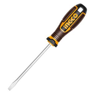 Desarmador plano 1/4" x 5" mango con grip Super Ingco