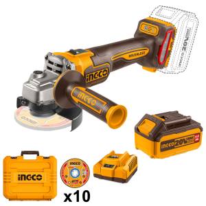 Esmeriladora Angular 4-1/2" 1000W 2 Bateria 4Ah/Cargador/10 Discos/Maletin Bl Ingco