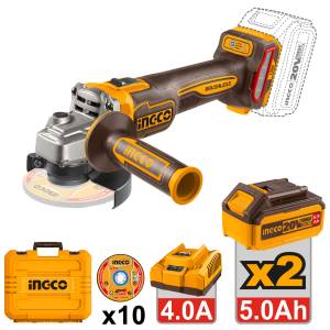 [UCAGLI2211532] Esmeriladora Angular 4-1/2" 1200W 2 Baterias 4Ah/Cargador/10 Discos/Maletin Bl Ingco