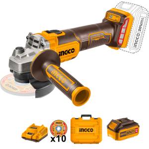 [284670ZN] Esmeriladora Angular 4-1/2" 3000/8500Rpm Bateria/Cargador/Disco/Maletin Bl Ingco