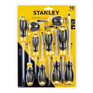 Juego 10 desarmadores mango con grip Stanley