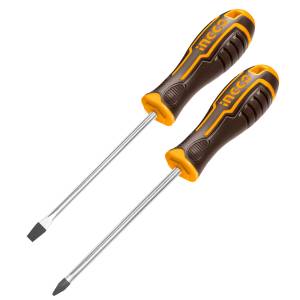 Juego 2 desarmadores pl/ph 1/4" x 5" mango con grip Super Ingco