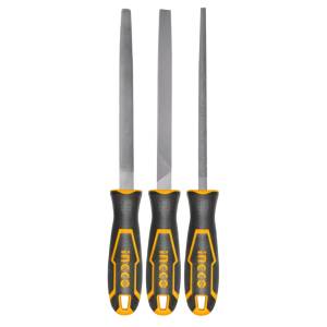 Juego 3 limas de 8" mango con grip Ingco