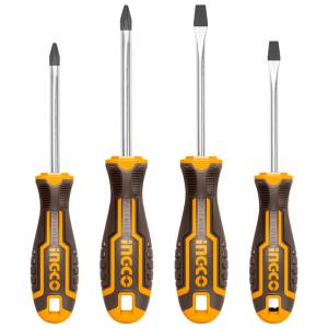 [HKSD0428 / 20218] Juego 4 Desarmadores Mango Con Grip Ingco