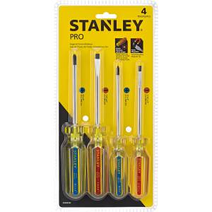 [STHT69169 / 20212] Juego 4 desarmadores mango PVC transparente PRO Stanley
