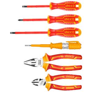 [HKIST3061] Juego 6 herramientas dielectricas pinzas/desarmador Profesionales Ingco