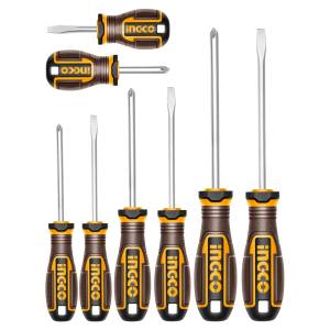 [HKSDS0828] Juego 8 desarmadores mango con grip Super Ingco