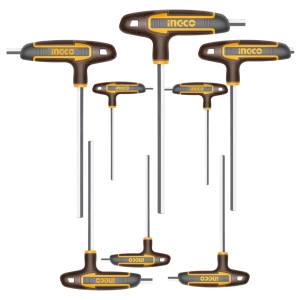Juego 8 llaves allen hex mm extralarga mango "T" Ingco