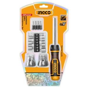 Juego Desarmador 24Pz Puntas Y Dados Ingco