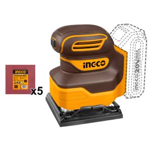 Lijadora Orbital 20V 12000Rpm Con 5 Lijas Sin Bateria Y Cargador Ingco